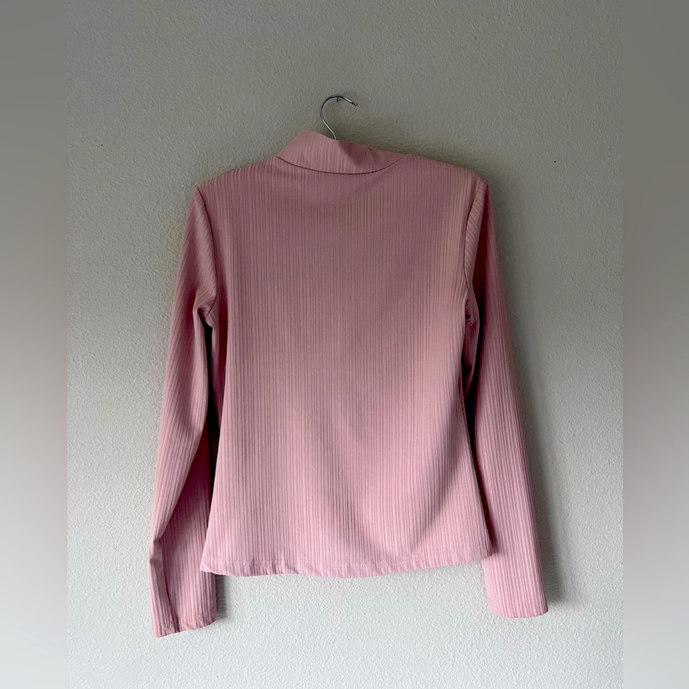 || HAUTE ROGUE || RUFFLE TOP || LONG-SLEEVE || PASTEL PINK || - Picture 2 of 3
